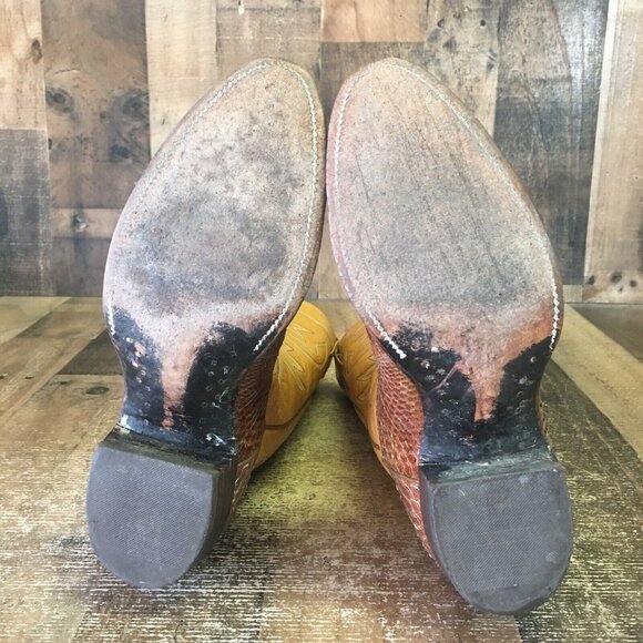 Nocona Vintage Snakeskin Western Cowboy Boots Womens 9.5 B - Picture 2 of 12